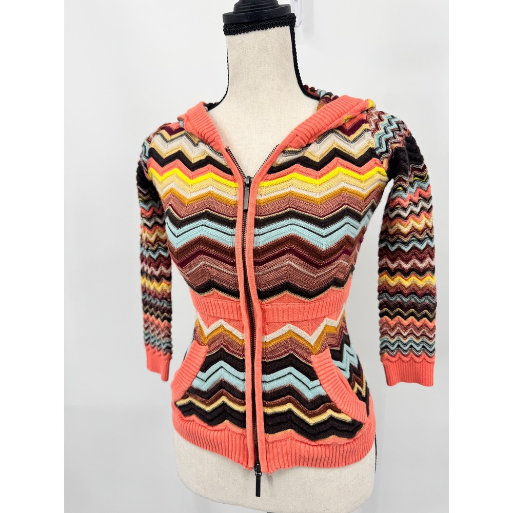 Missoni for Target Zip Hoodie Women XS Multi Color Zigzag Knit 20th Anniversary